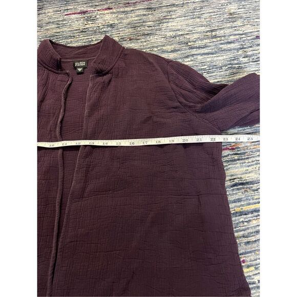 Eileen Fisher Blazer jacket Purple Deep Plum Textured Silk open front size M - Picture 8 of 9